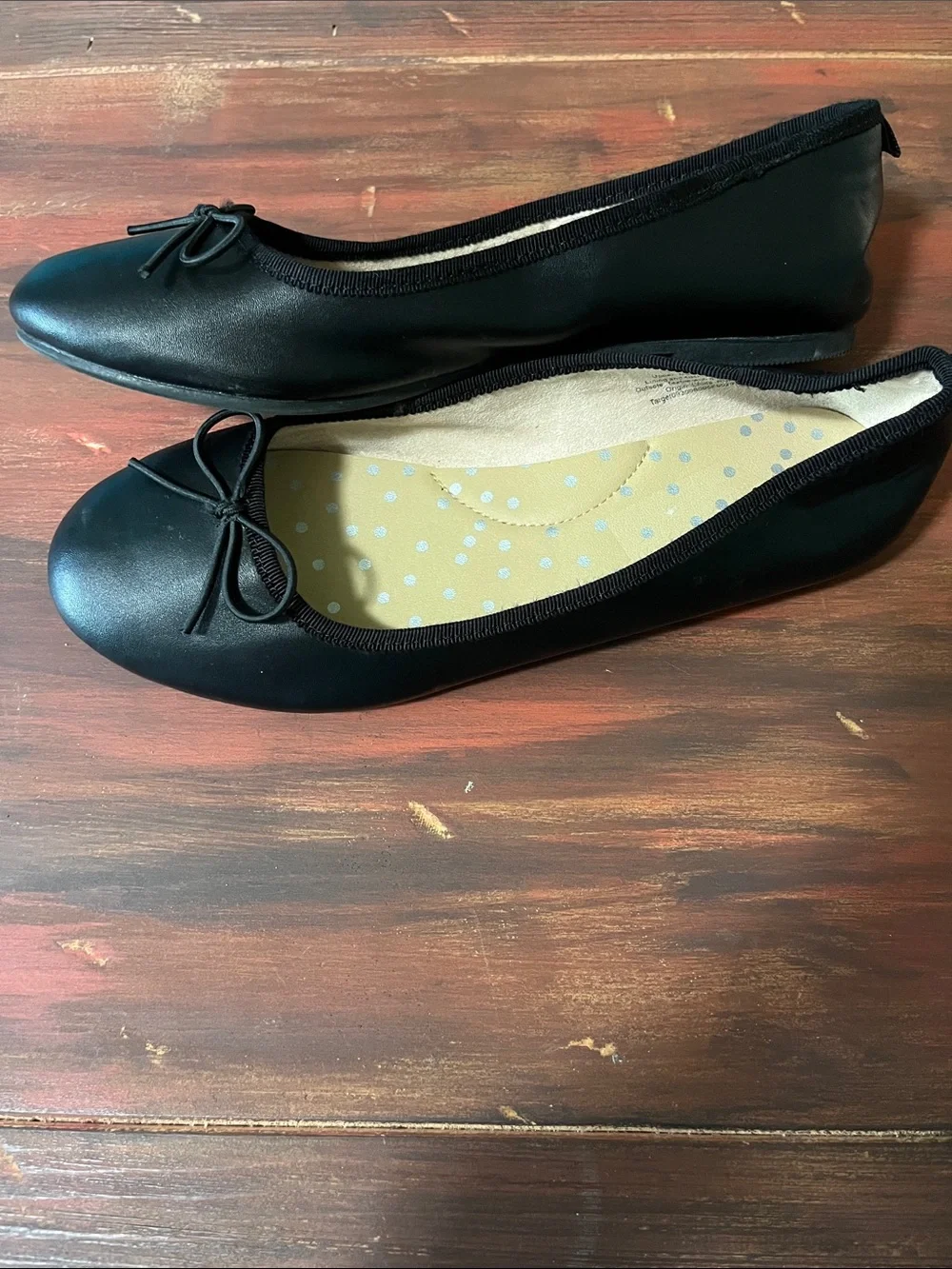 Cat & Jack Black Ballet Flats with Bow Trim